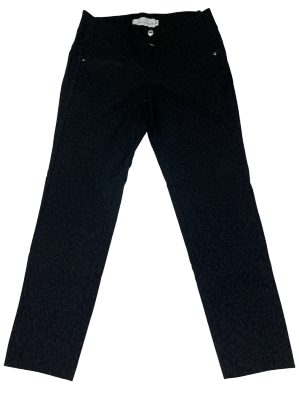 BRENDA BEDDOME Black Skinny Leopard-Print Stretch Pants